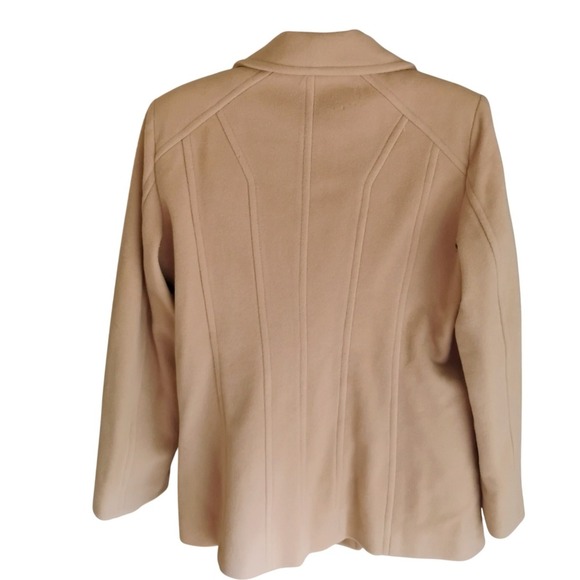 Croft & Barrow Women's Tan Pea Coat Jacket Double Breasted Classic wool blend - Picture 2 of 7